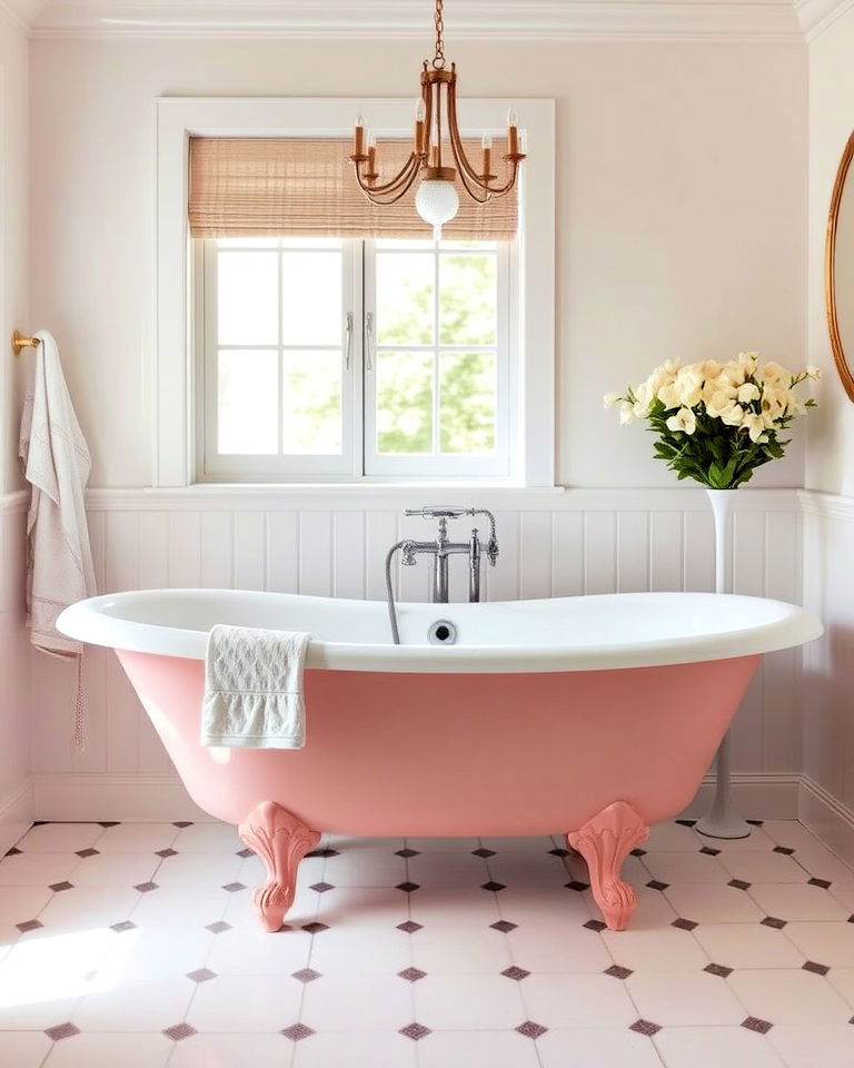 vintage pink clawfoot tub for timeless elegance