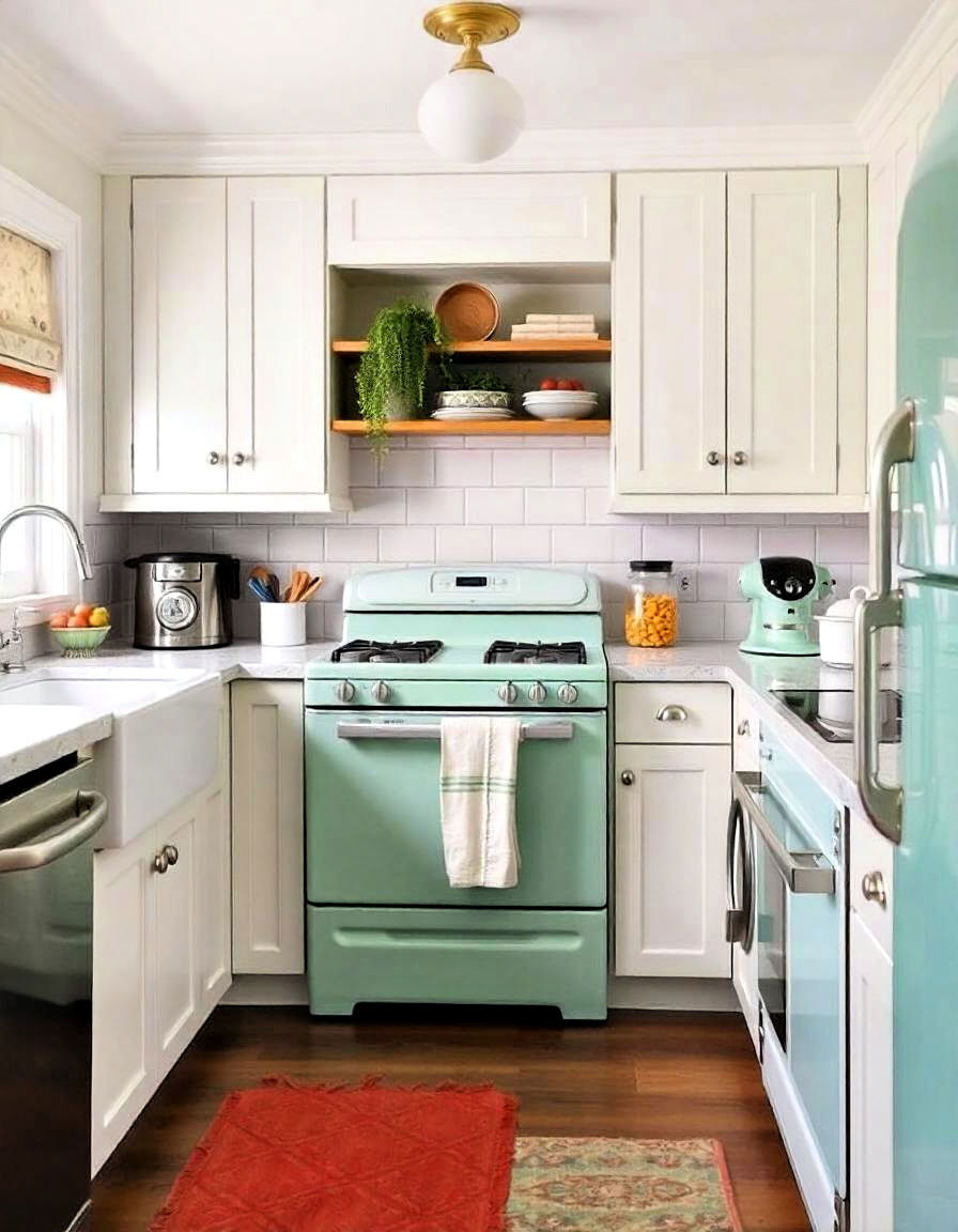 vintage vibes with mint green appliances