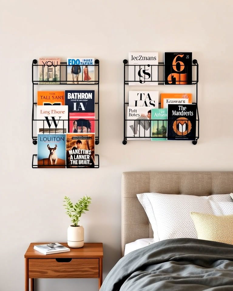 wall mounted bedroom magazine rack