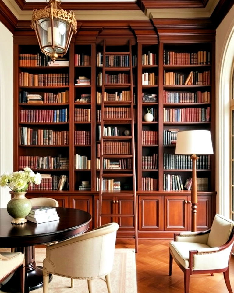 wall mounted ladder for tall bookcases