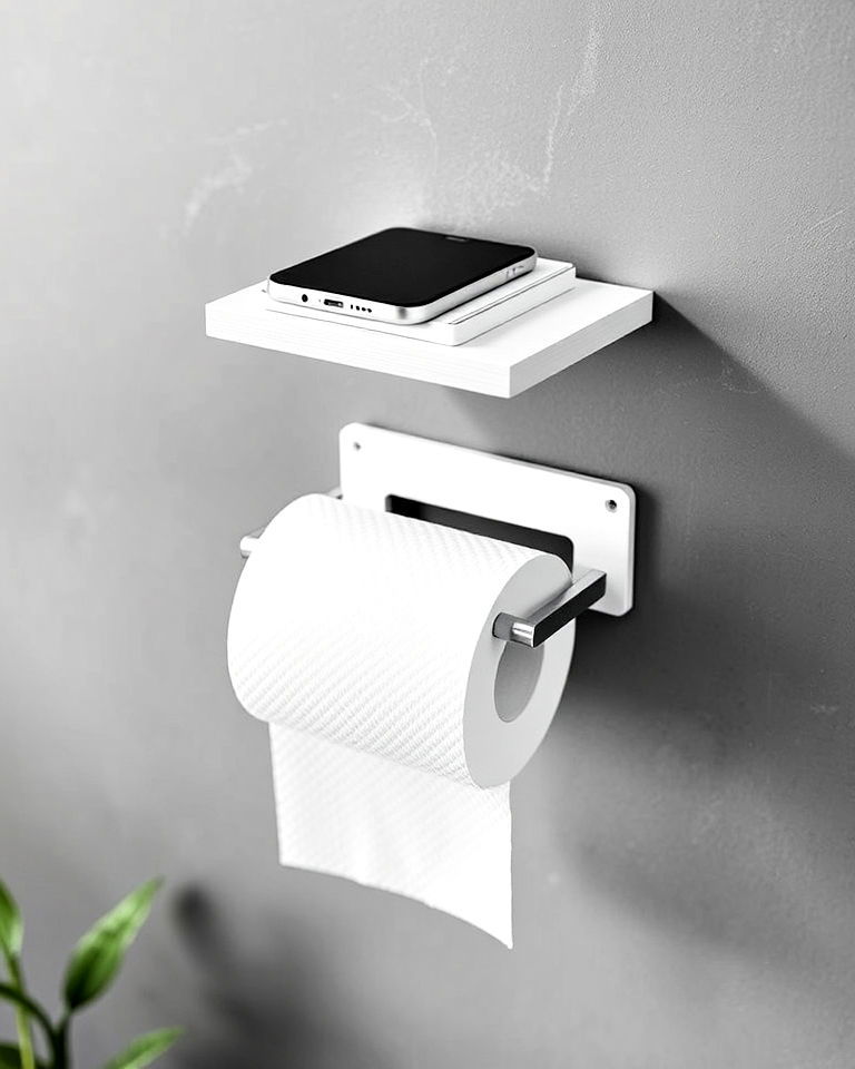 wall mounted toilet paper holder with shelf