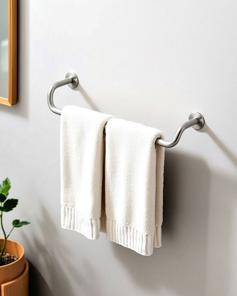 wall mounted towel bar to maximize space