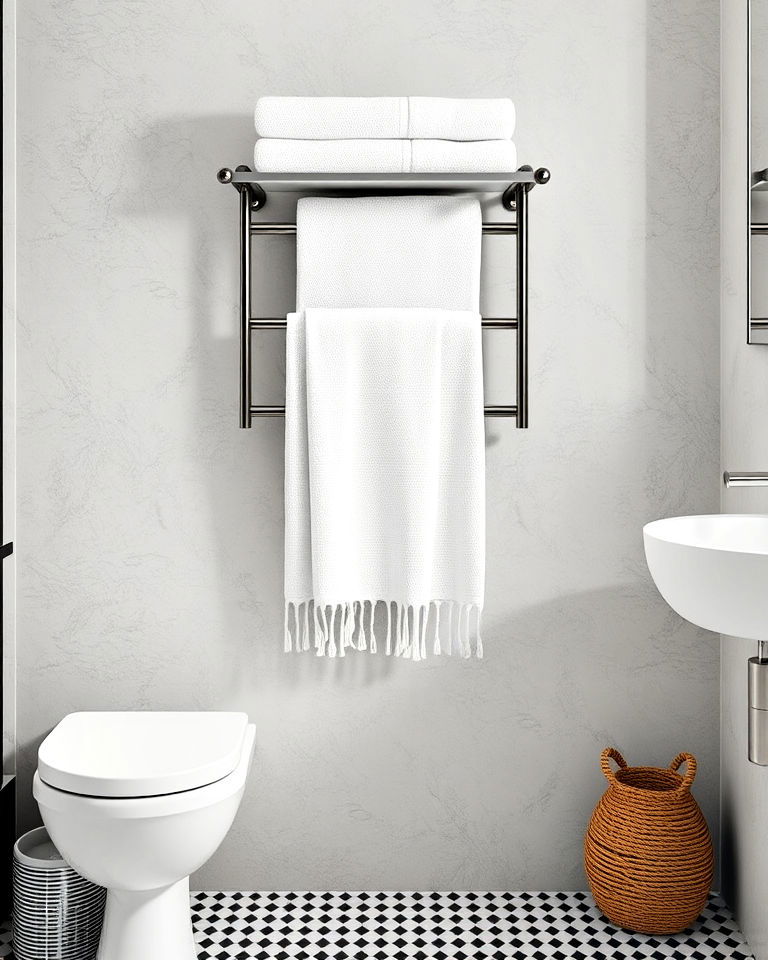 wall mounted towel bars for free floor space