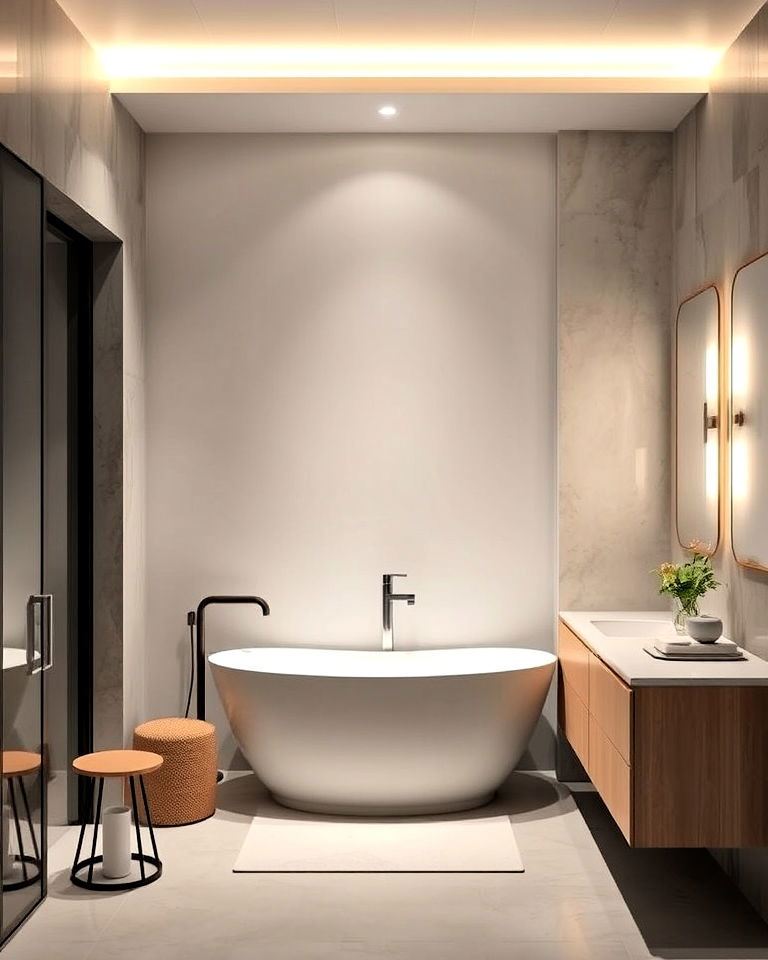 wall washers to highlight bathroom features