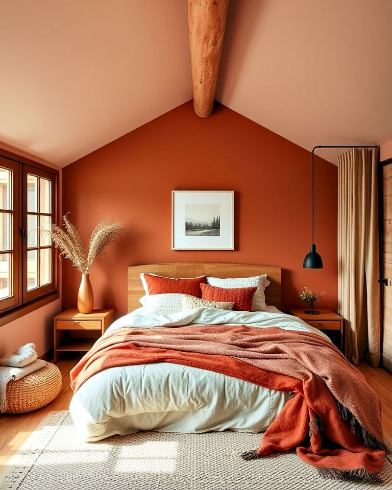 warm earthy tones cabin bedroom