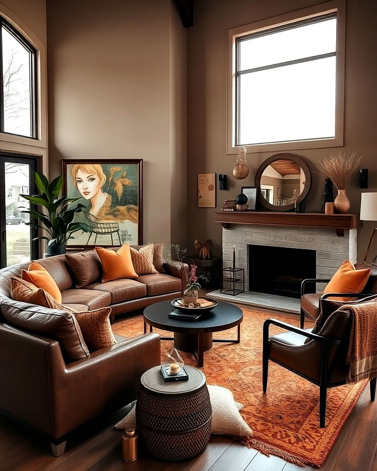 warm earthy tones living room for a cozy feel