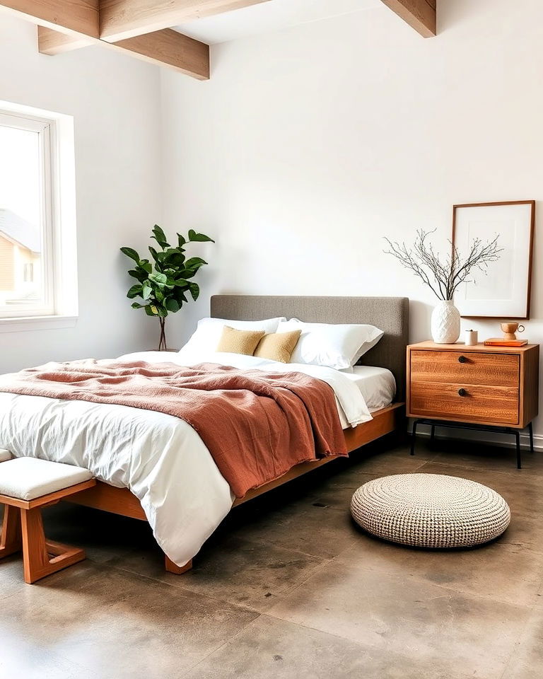 warm gray concrete floor for bedroom