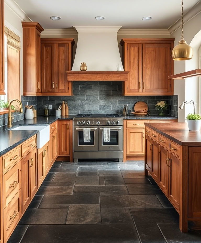 warm slate floor with earthy tones kitchen warm slate floor with earthy tones kitchen