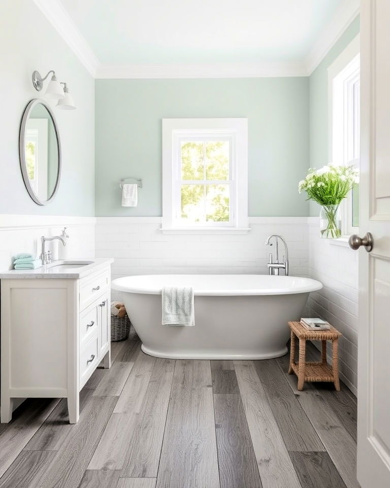 weathered grey wood floor for coastal vibes