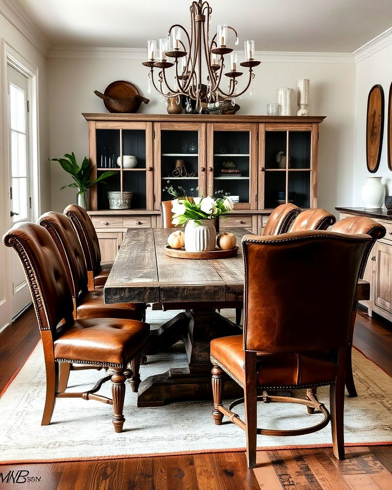 weathered leather chairs for rustic luxury