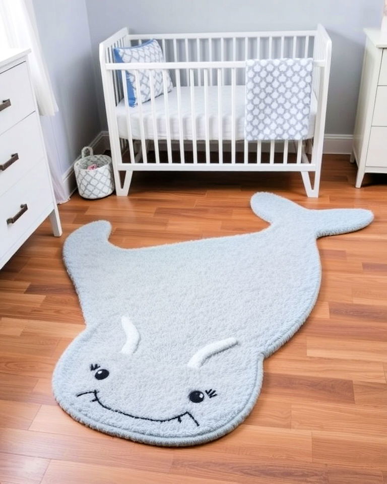 whale shaped rug