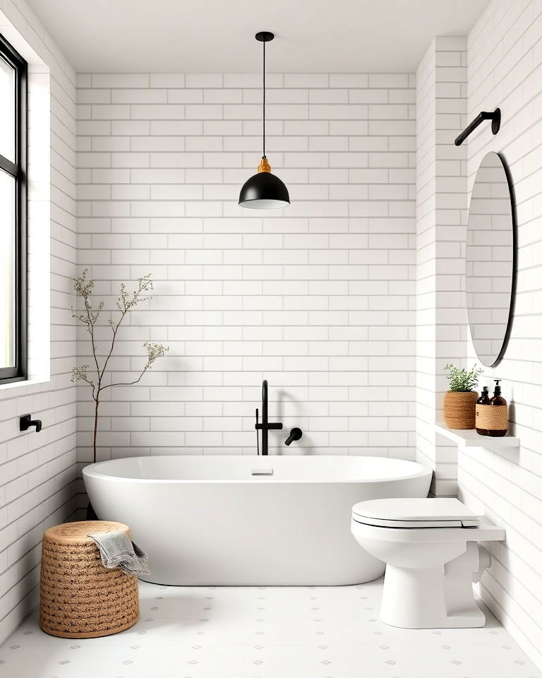 white cement tiles bathroom for an industrial edge