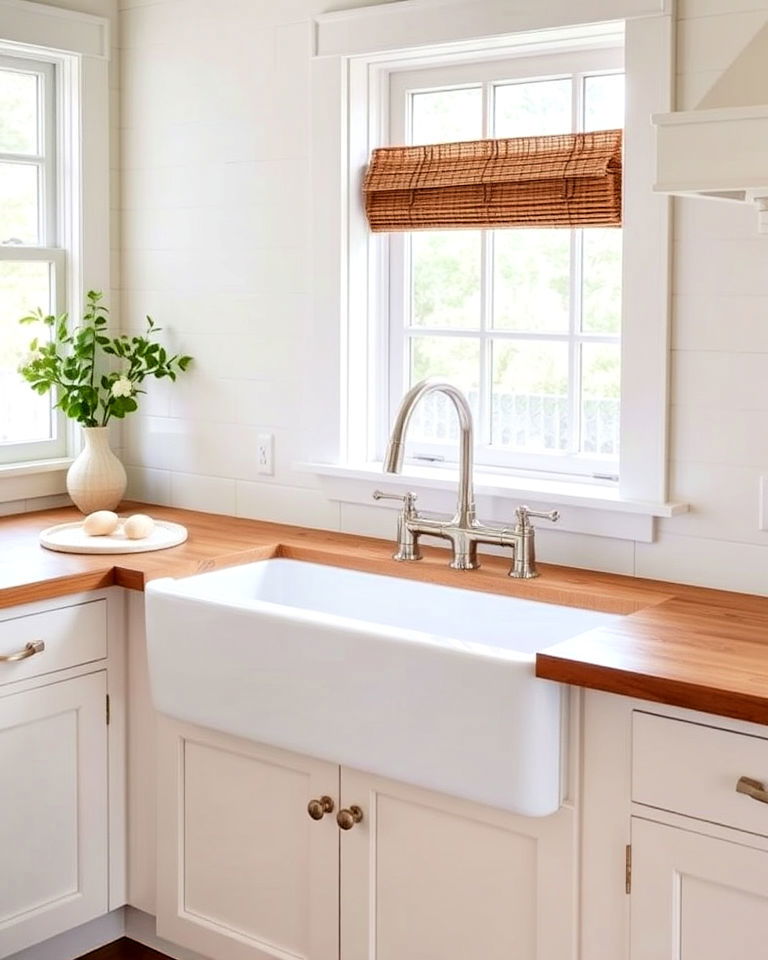 white farmhouse sink as a focal point