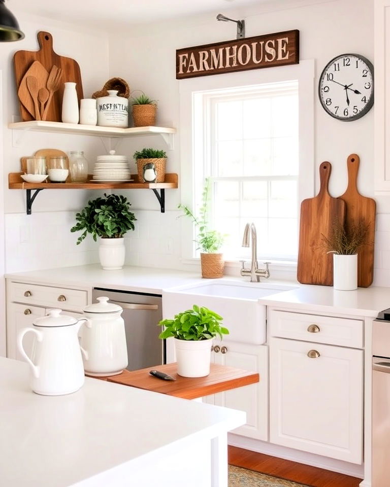 white kitchen with vintage farmhouse décor