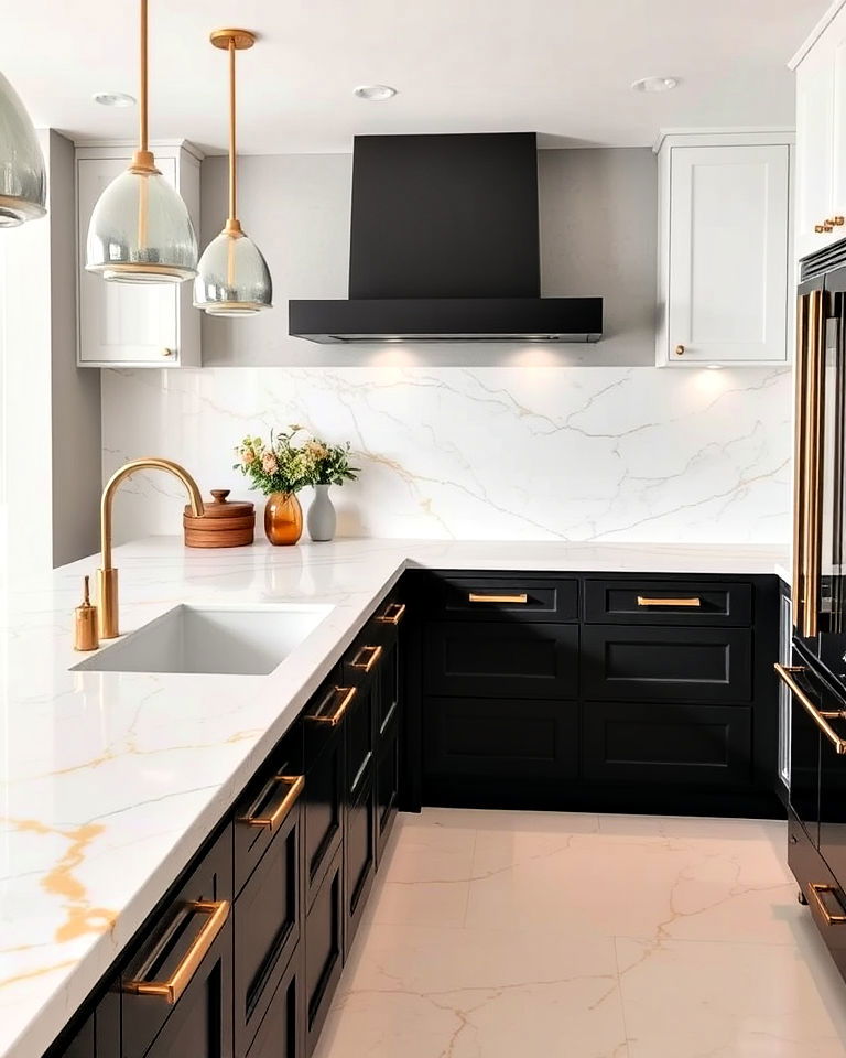 white marble countertops with gold veins
