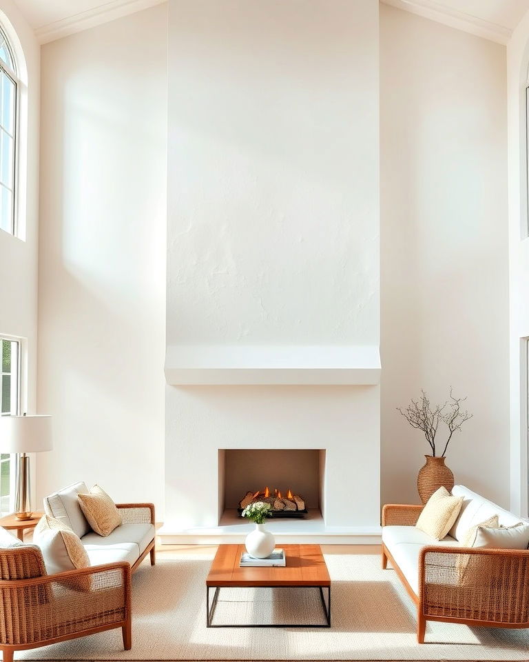 white plaster fireplace for a clean coastal look