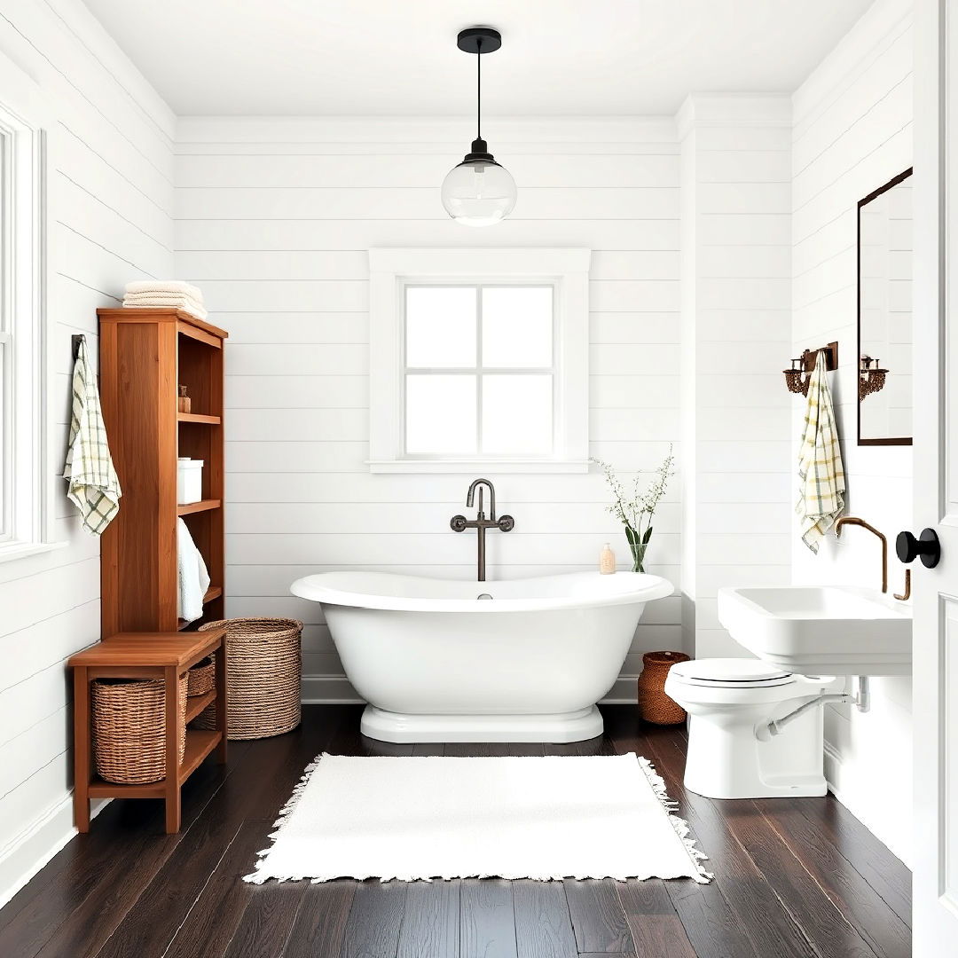 white shiplap walls for bathroom