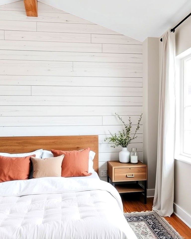 whitewashed barnwood accent wall