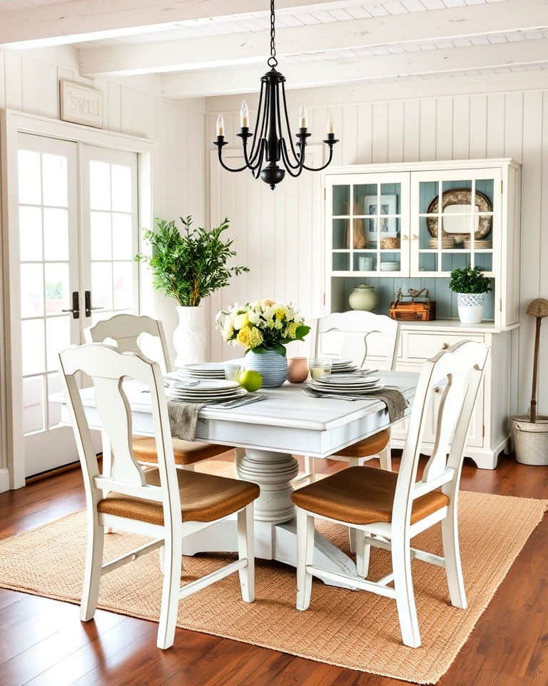 whitewashed furniture cottage dining room
