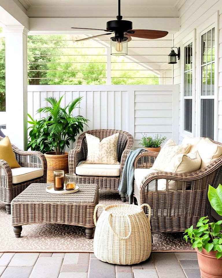 wicker patio furniture with cushions