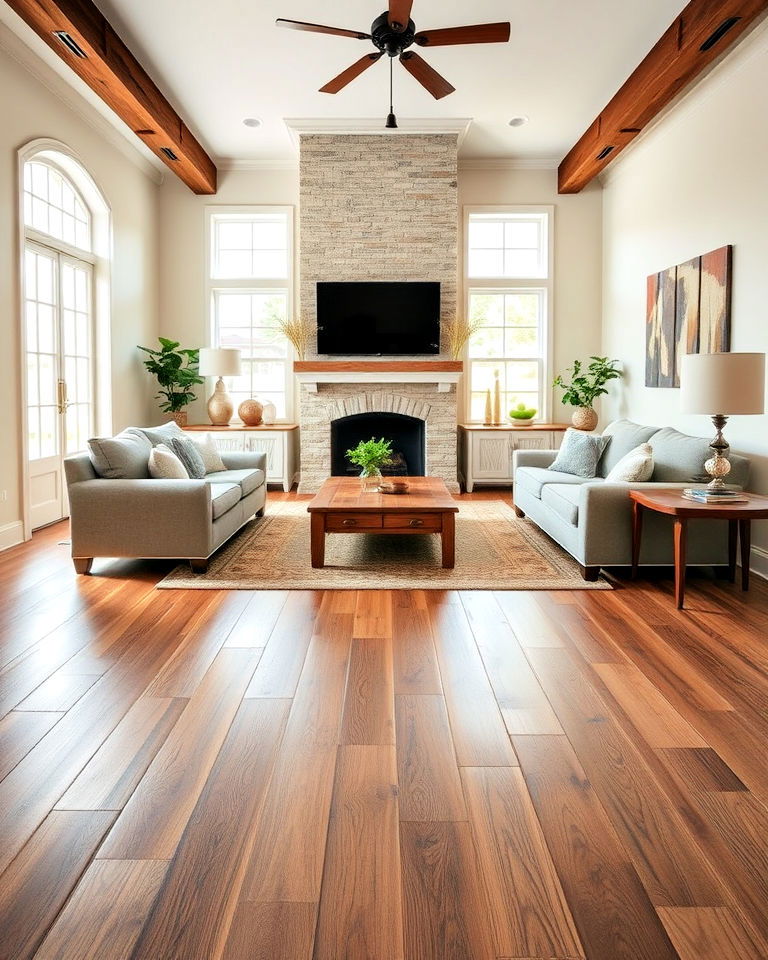 wide plank wood floor for a rustic appeal