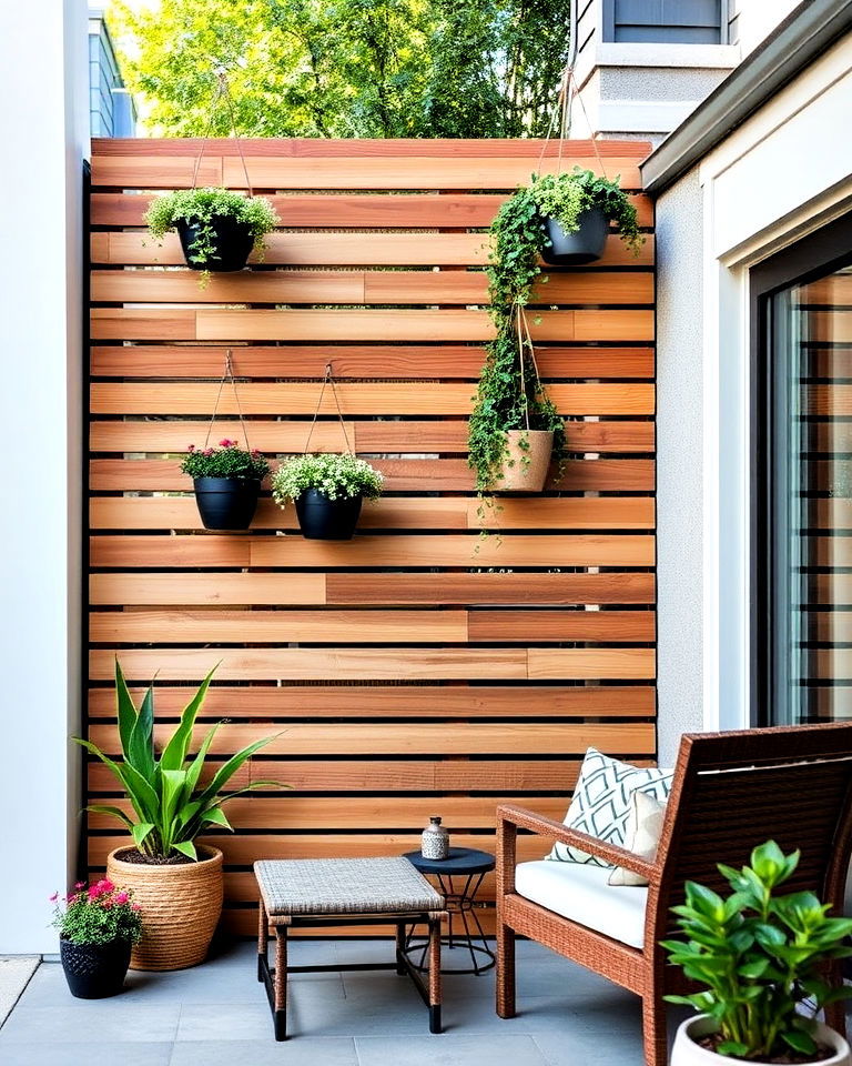 wood slat patio wall