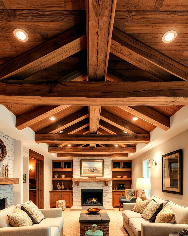 wooden ceiling beams for extra texture