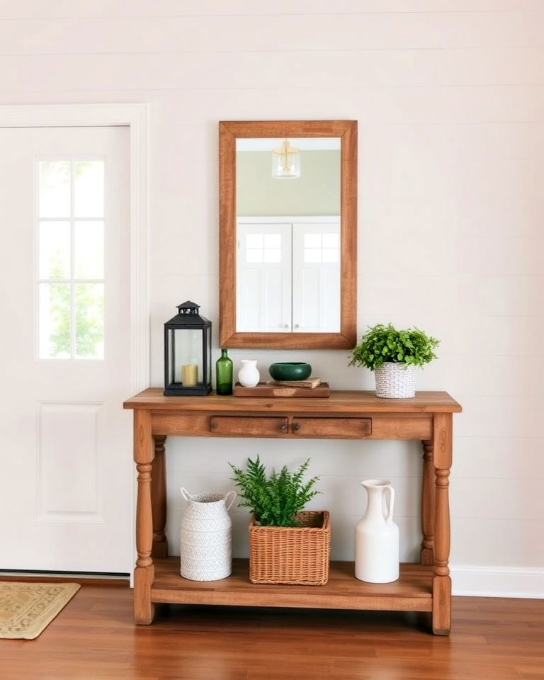 wooden entryway tables for rustic elegance