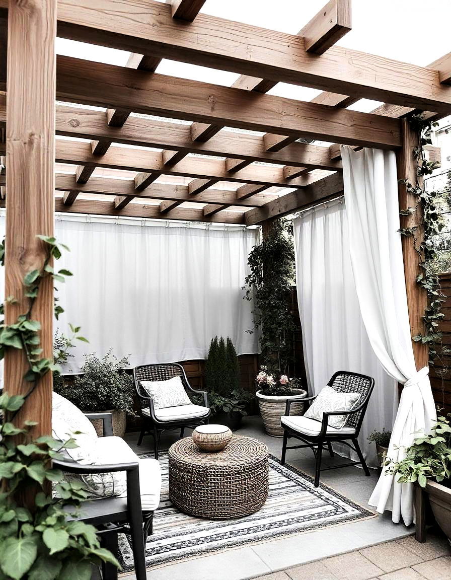 wooden pergola enclosure