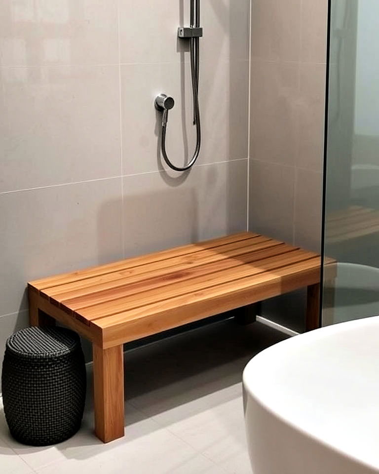 wooden shower bench for comfort and style