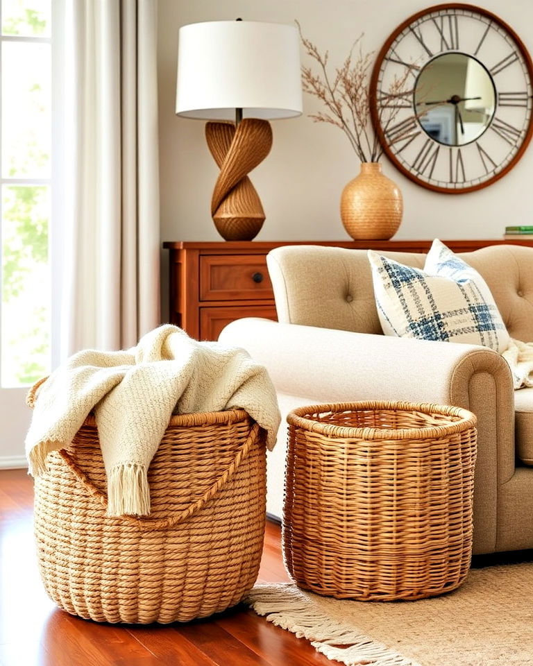 woven baskets for your living room storage