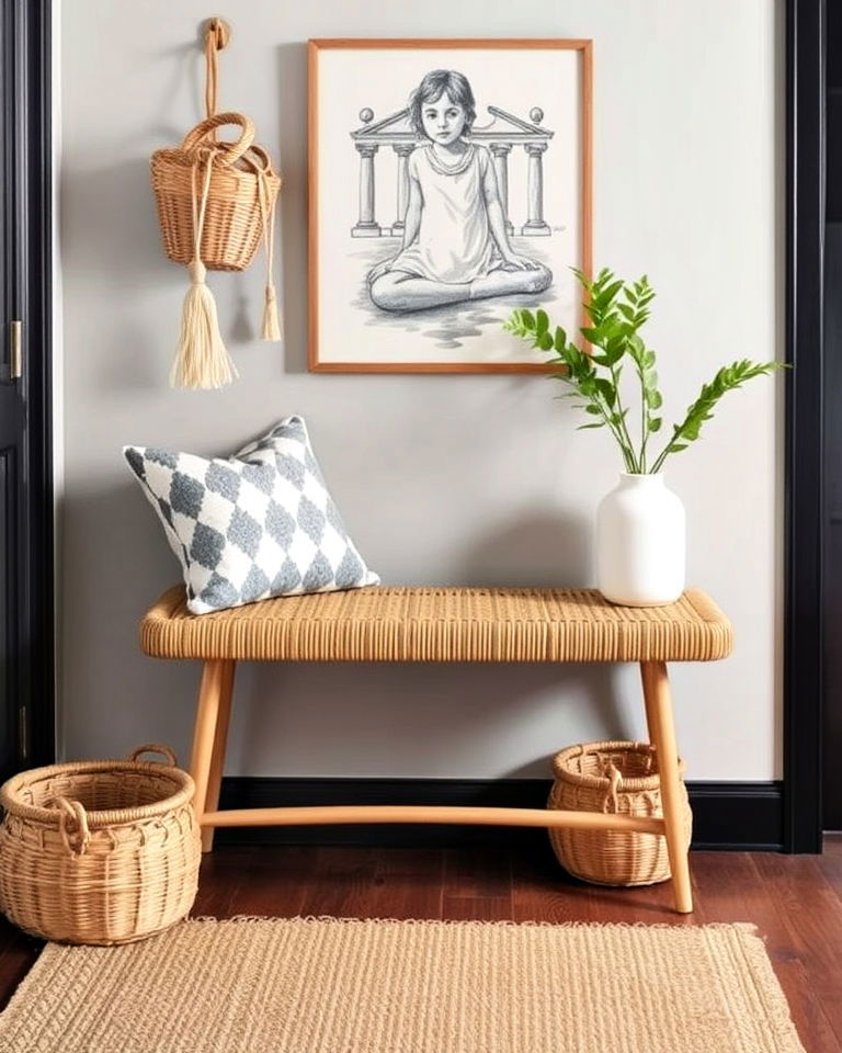 woven bench for bohemian vibes