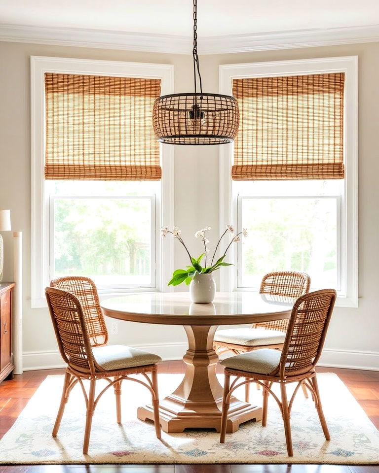 woven wood shades for dining room windows