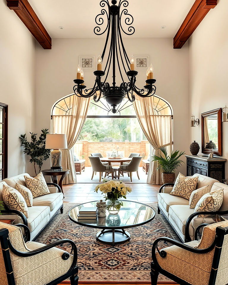 wrought iron elements for mediterranean living room