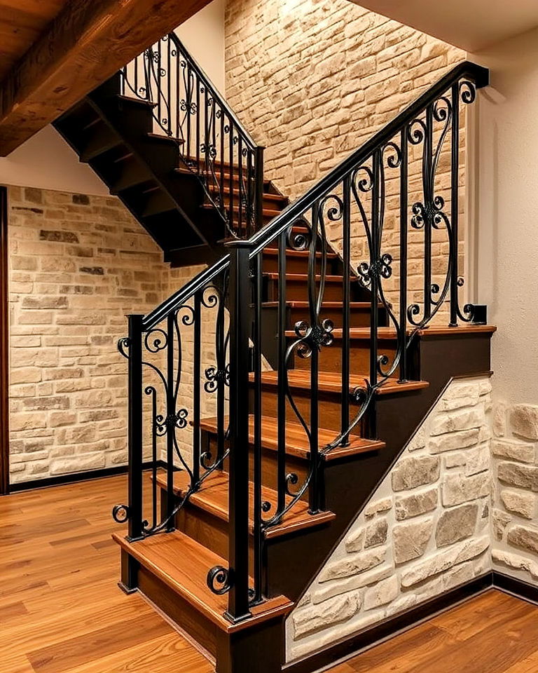 wrought iron stair railings for elegance