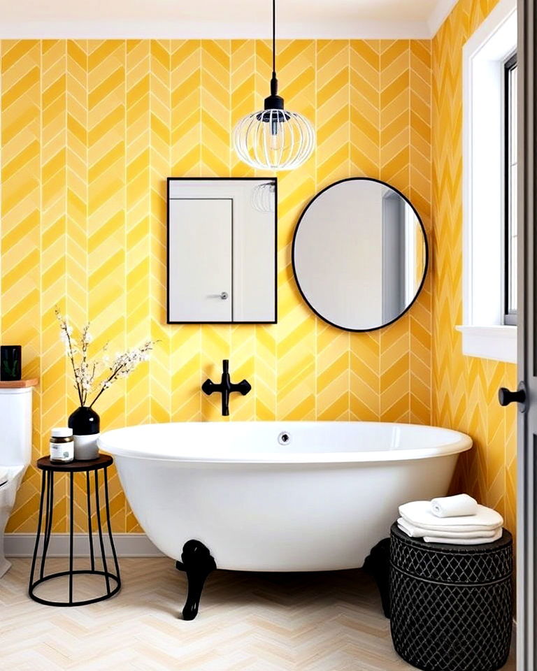 yellow chevron tiles for bathroom