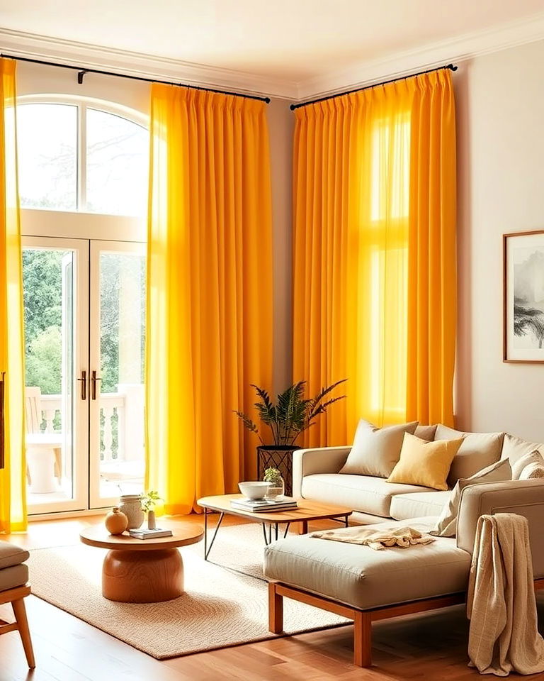 yellow curtains for living room