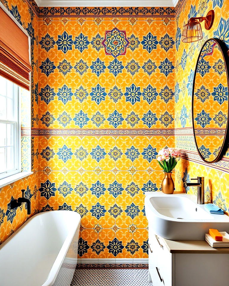 yellow moroccan tiles for exotic charm