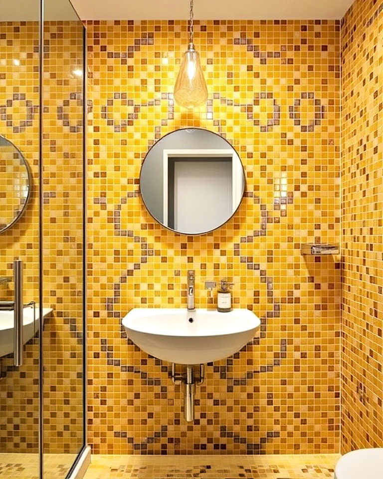 yellow mosaic tiles for bathroom wall