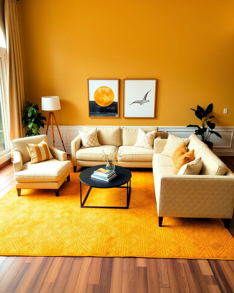 yellow rug living room