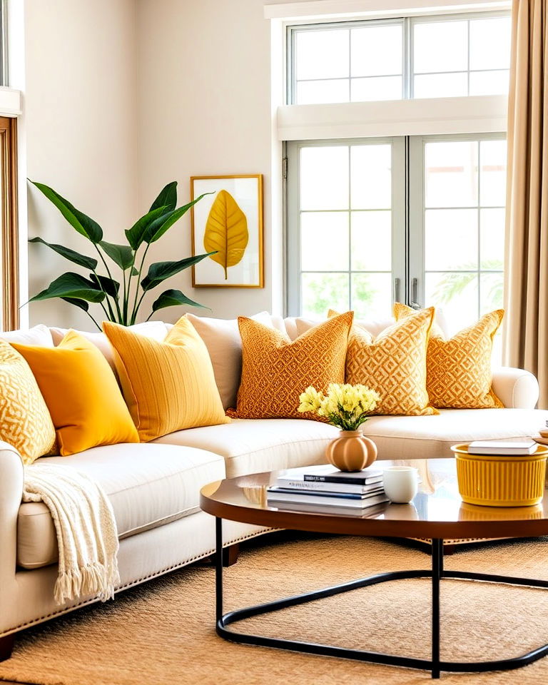 yellow throw pillows for sofa
