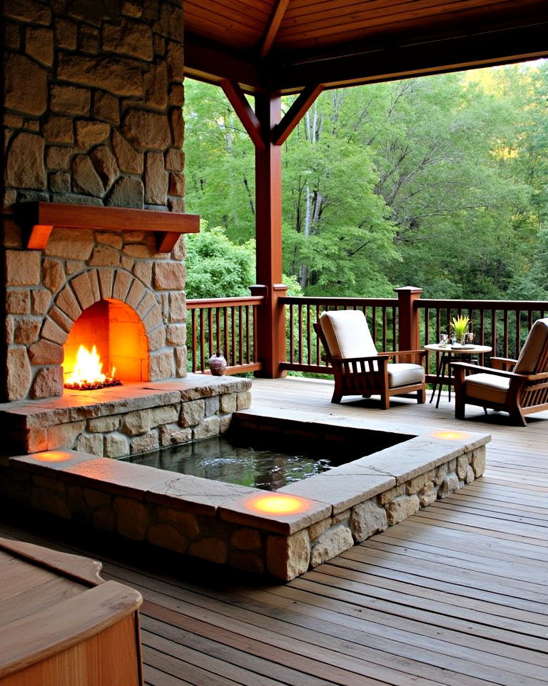 zen garden deck with water feature