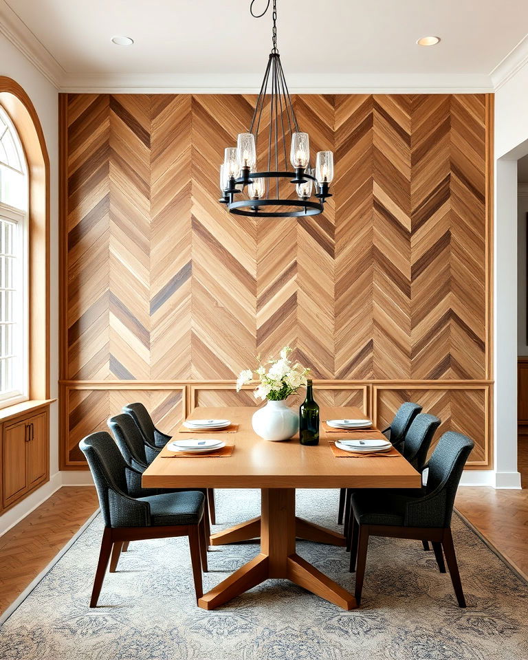 zigzag wood trim accent wall design