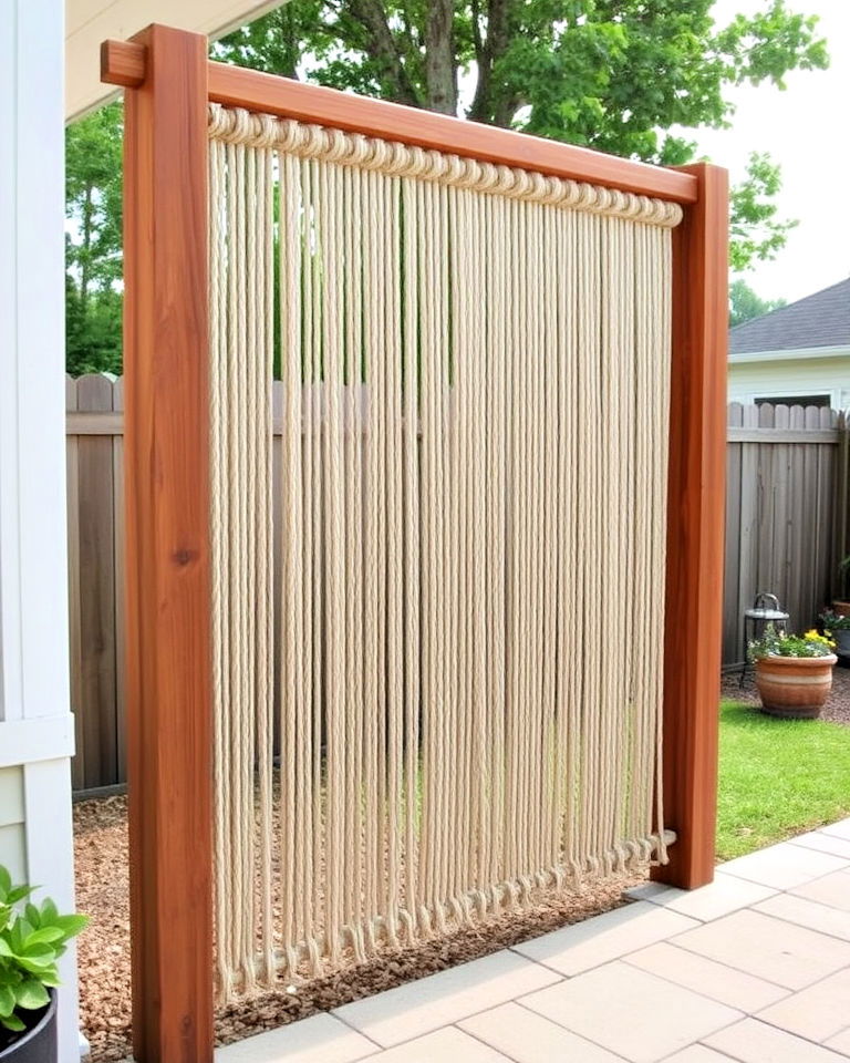 DIY rope wall to block neighbors view