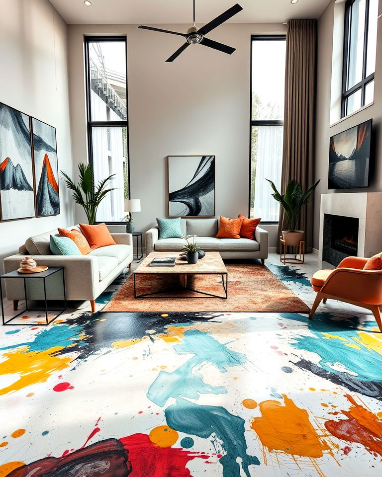abstract art floor for living room