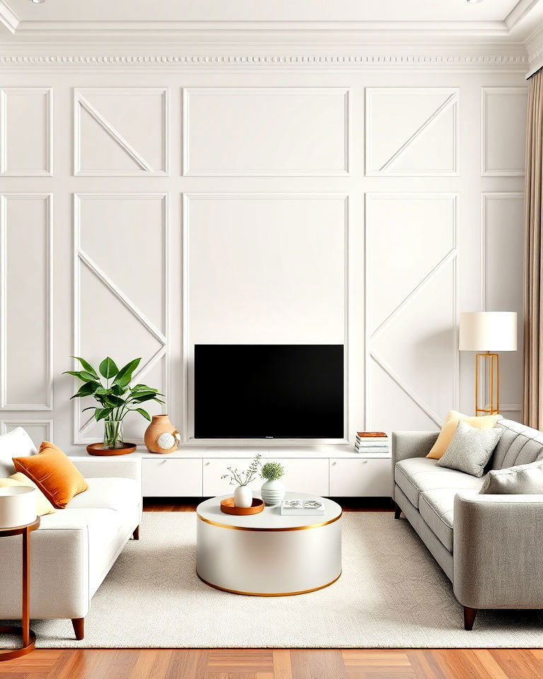 accent wall with geometric trim