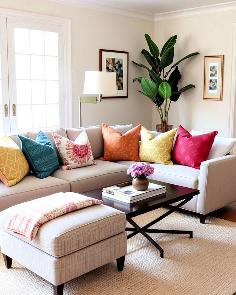 add a pop of color with accent pillows