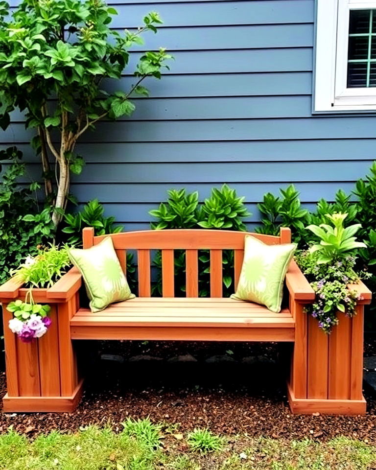 add a small bench with planters