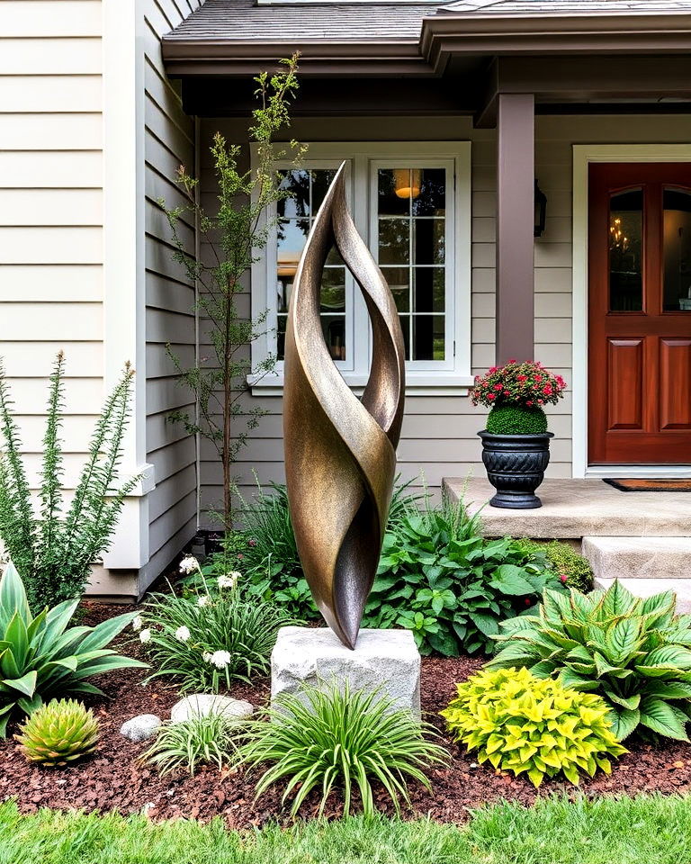 add a statement sculpture in a small front garden