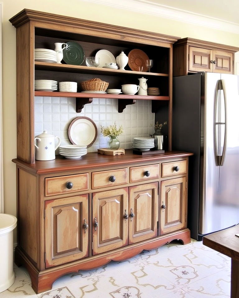 add an antique sideboard for extra storage
